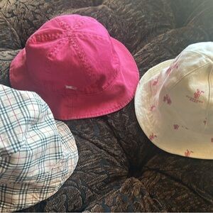 Authentic Burberry Kids Bucket Hat Trio - Hot Pink, Cream & Vintage Check